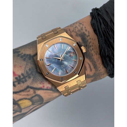 Custom Seiko Mod • Mermaid Pearl Rose Gold AP • 39mm